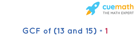 GCF of 13 and 15