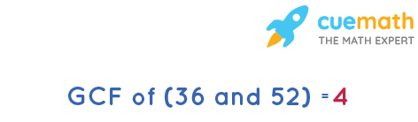 GCF of 36 and 52