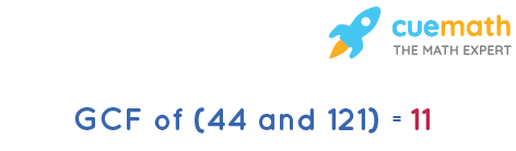 GCF of 44 and 121