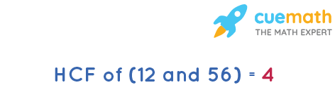 HCF of 12 and 56