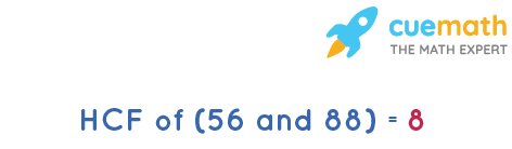 HCF of 56 and 88