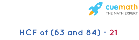 HCF of 63 and 84