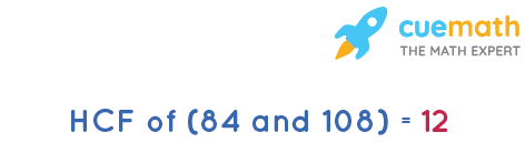 HCF of 84 and 108