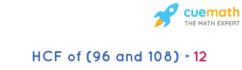 HCF of 96 and 108
