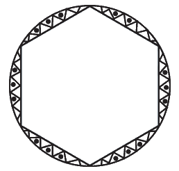 A round table cover has six equal designs as shown in Fig. 12.14. If the  radius of the cover is 28 cm, find the cost of making the designs at the  rate