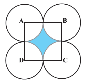 ABCD is a square of side 14 cm. With centres A, B, C and D, four circles  are drawn such that each circle touch externally two of the remaining three  circles. We