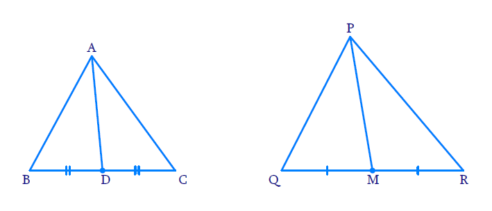 Sides AB and BC and median AD of a triangle ABC are respectively