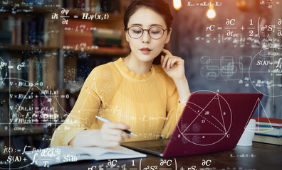 teacher solving math problems