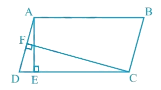 In Fig. 9.15, ABCD is a parallelogram, AE ⊥ DC and CF ⊥ AD. If AB = 16 cm, AE = 8 cm and CF = 10 cm, find AD.