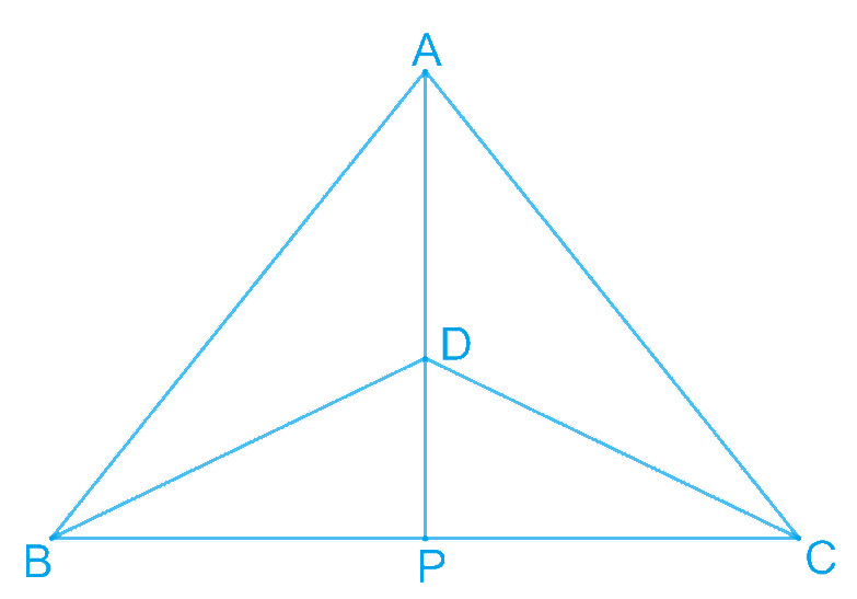 Δ ABC and Δ DBC are two isosceles triangles on the same base BC and vertices A and D are on the same side of BC (see Fig. 7.39). If AD is extended to intersect BC at P, show that (i) ΔABD ≅ ΔACD (ii) ΔABP ≅ ΔACP (iii) AP bisects ∠A as well as ∠D iv) AP is the perpendicular bisector of BC.