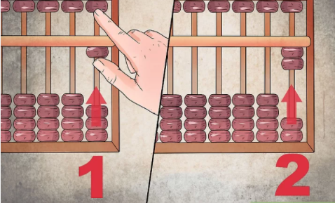 Representing number 1 and 2 on Abacus