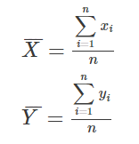 calculating mean of x and y for n data points