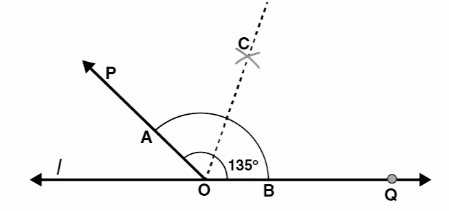 Draw an angle of measure 135° and bisect it.