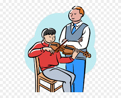 Music teacher guiding a student