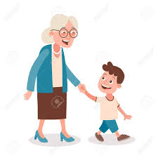 grandmother and grandchild clipart