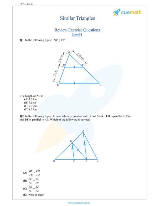 similar triangles formula