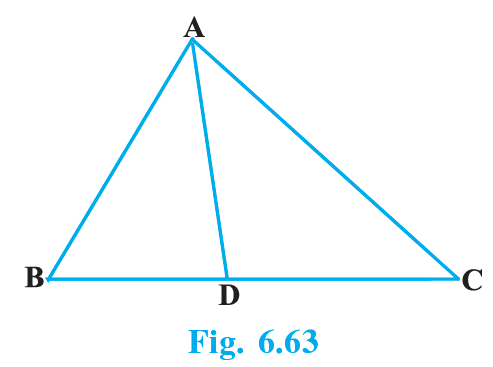 In Fig. 6.63, D is a point on side BC of ∆ABC such that BD/CD = BA/CA.