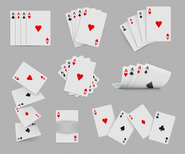 Four aces playing cards set