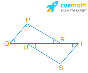 In Fig. 6.41, ∆PQR is right-angled at P. U and T are the points on line QRF. If QP || ST and US || RP, find ∠S - In Fig. 6.41, ∆PQR is right-angled at P. U and T are the points on line QRF. If QP || S