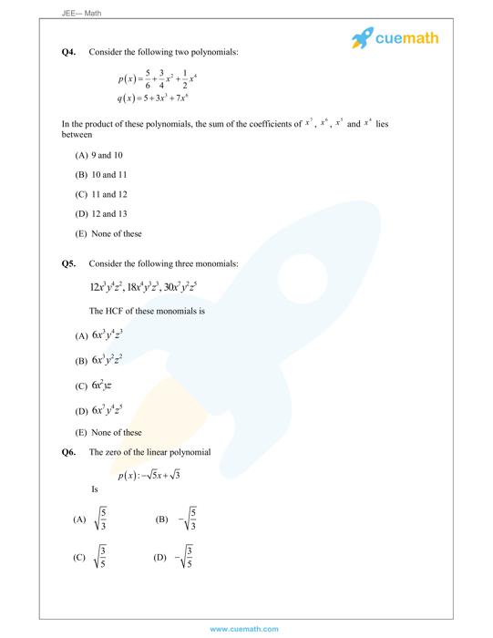 Sum And Product Of Zeros In Quadratic Polynomial Solved Examples Algebra Cuemath