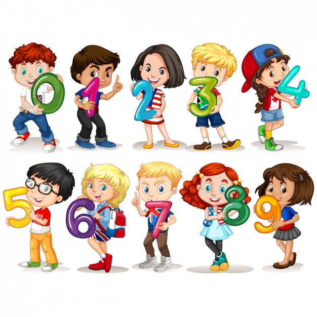 Kids with number design - 1, 2, 3, 4, 5, 6