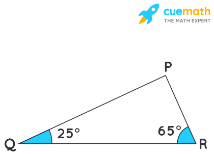 Angles Q and R of a ∆PQR are 25º and 65º. Write which of the following is true: