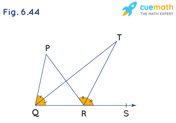 In Fig. 6.44, the side QR of △PQR is produced to a point S. If the bisectors of ∠PQR and ∠PRS meet at point T, then prove that ∠QTR = 1/2 ∠QPR.