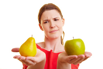 Analogy: Comparison of objects, pear and apple with woman