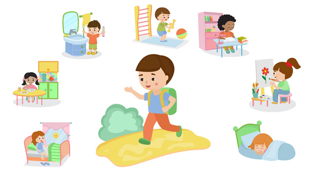 Daily routine performed by kids